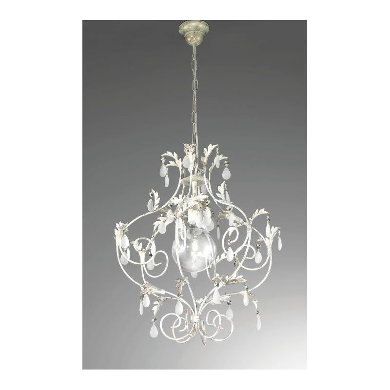 BOTTE SOSPENSIONE CLASSICA COLOR BIANCO CON RIFLESSI ORO E CON LAMPADINA A VISTA CRISTALENSI LUX - Cristalensi Shop Online