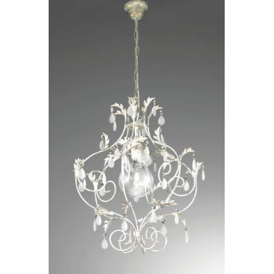 BOTTE SOSPENSIONE CLASSICA COLOR BIANCO CON RIFLESSI ORO E CON LAMPADINA A VISTA CRISTALENSI LUX - Cristalensi Shop Online