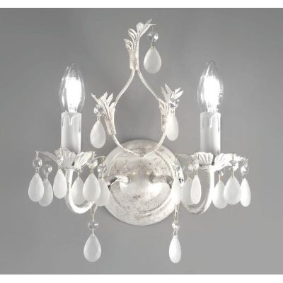 BOTTE APPLIQUE CLASSICA BIANCA CON RIFLESSI ORO E CON DUE LAMPADINE A VISTA CRISTALENSI LUX - Cristalensi Shop Online