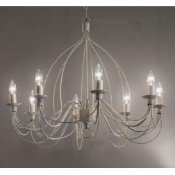 CANDELA LAMPADARIO CLASSICO IN METALLO BIANCO AVORIO O BRONZO CON LAMPADINE A VISTA CRISTALENSI LUX - Cristalensi Shop Online