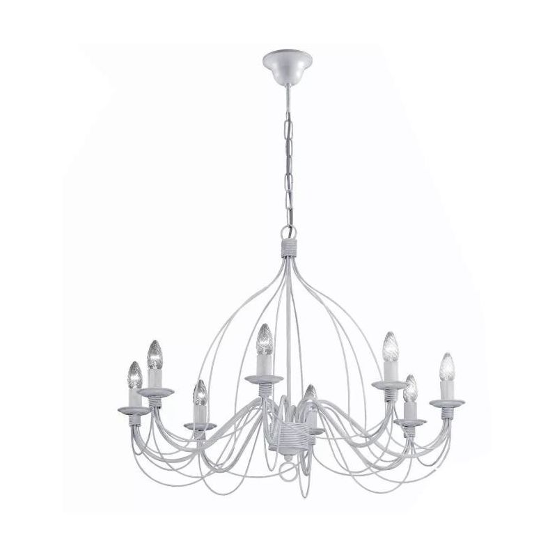 CANDELA LAMPADARIO CLASSICO IN METALLO BIANCO AVORIO O BRONZO CON LAMPADINE A VISTA CRISTALENSI LUX - Cristalensi Shop Online