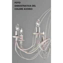 CANDELA SOSPENSIONE CLASSICA OVALE IN METALLO BIANCO AVORIO O BRONZO CON LAMPADINE A VISTA CRISTALENSI LUX - Cristalensi Shop On 2