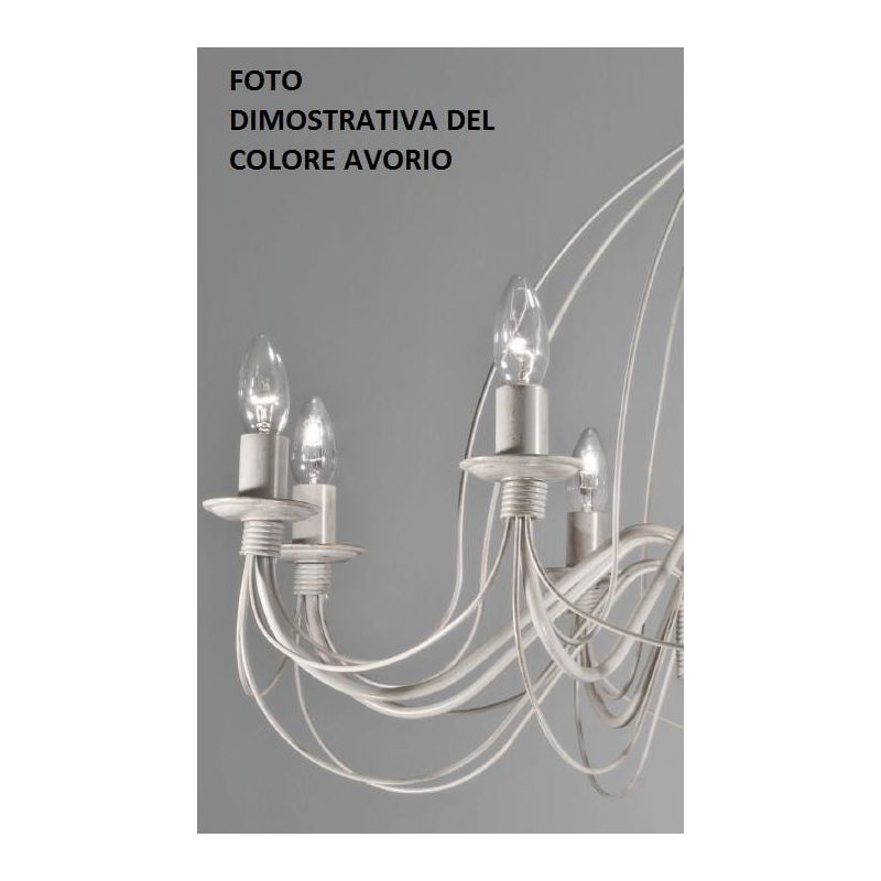 CANDELA SOSPENSIONE CLASSICA OVALE IN METALLO BIANCO AVORIO O BRONZO CON LAMPADINE A VISTA CRISTALENSI LUX - Cristalensi Shop On