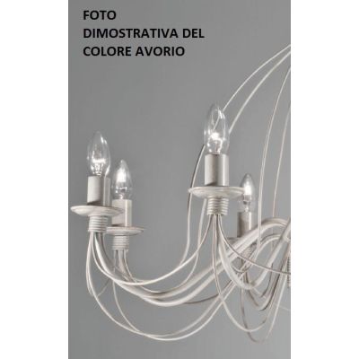 CANDELA SOSPENSIONE CLASSICA OVALE IN METALLO BIANCO AVORIO O BRONZO CON LAMPADINE A VISTA CRISTALENSI LUX - Cristalensi Shop On