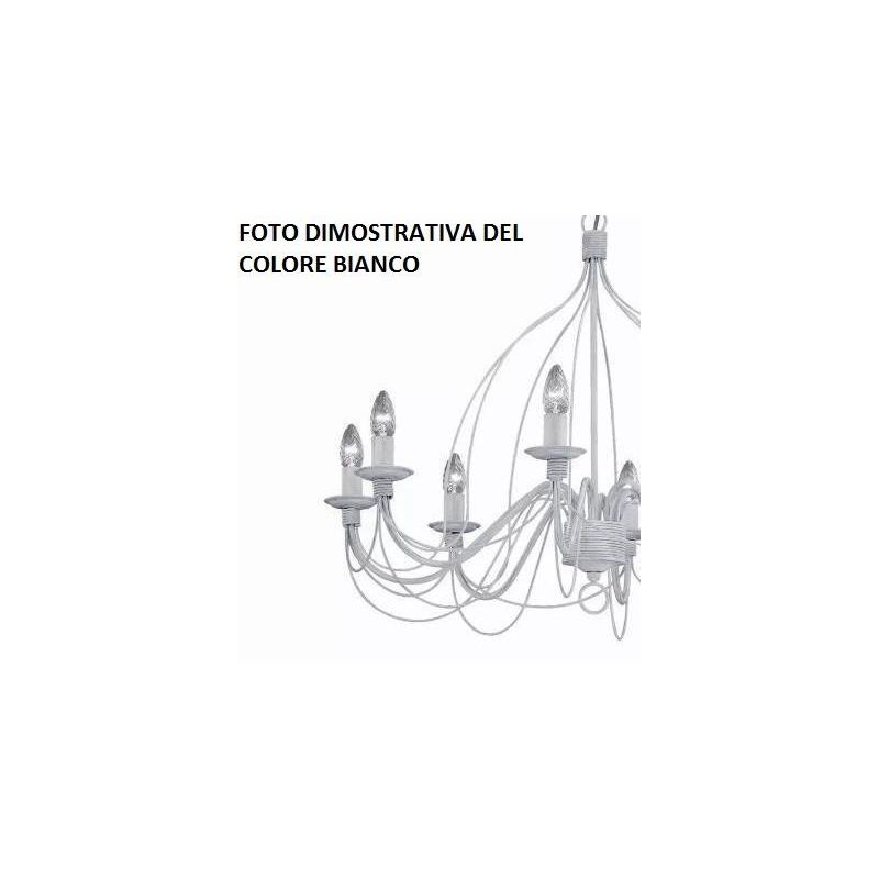CANDELA SOSPENSIONE CLASSICA OVALE IN METALLO BIANCO AVORIO O BRONZO CON LAMPADINE A VISTA CRISTALENSI LUX - Cristalensi Shop On