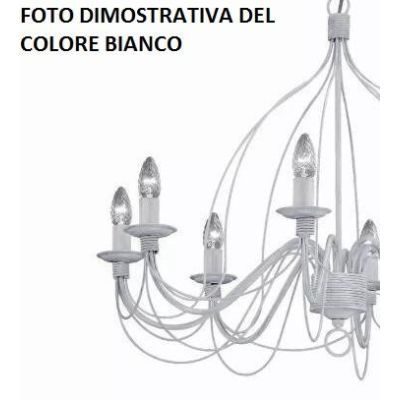 CANDELA SOSPENSIONE CLASSICA OVALE IN METALLO BIANCO AVORIO O BRONZO CON LAMPADINE A VISTA CRISTALENSI LUX - Cristalensi Shop On