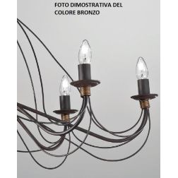 CANDELA SOSPENSIONE 3 LUCI CLASSICA IN METALLO BIANCO AVORIO O BRONZO CON LAMPADINE A VISTA CRISTALENSI LUX - Cristalensi Shop O 2