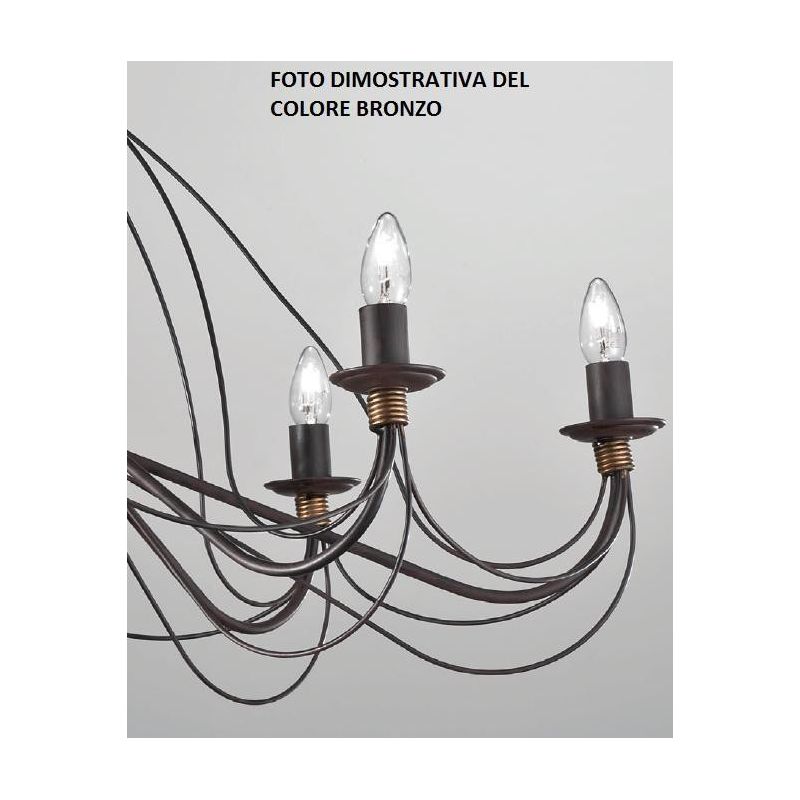 CANDELA SOSPENSIONE 3 LUCI CLASSICA IN METALLO BIANCO AVORIO O BRONZO CON LAMPADINE A VISTA CRISTALENSI LUX - Cristalensi Shop O