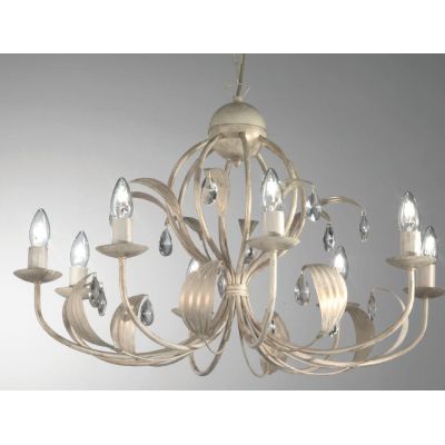 LANCIA LAMPADARIO 8 LUCI CLASSICO IN METALLO AVORIO PATINATO ORO CON LAMPADINE A VISTA CRISTALENSI LUX - Cristalensi Shop Online