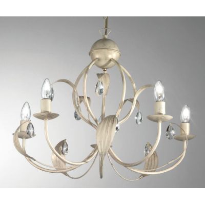 LANCIA SOSPENSIONE 5 LUCI CLASSICA IN METALLO AVORIO PATINATO ORO CON LAMPADINE A VISTA CRISTALENSI LUX - Cristalensi Shop Onlin