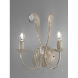 LANCIA LAMPADA DA PARETE CLASSICA IN METALLO AVORIO PATINATO ORO CON LAMPADINE A VISTA CRISTALENSI LUX - Cristalensi Shop Online