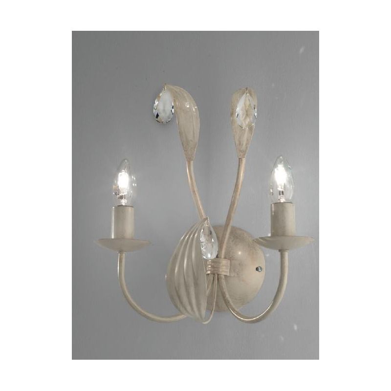 LANCIA LAMPADA DA PARETE CLASSICA IN METALLO AVORIO PATINATO ORO CON LAMPADINE A VISTA CRISTALENSI LUX - Cristalensi Shop Online