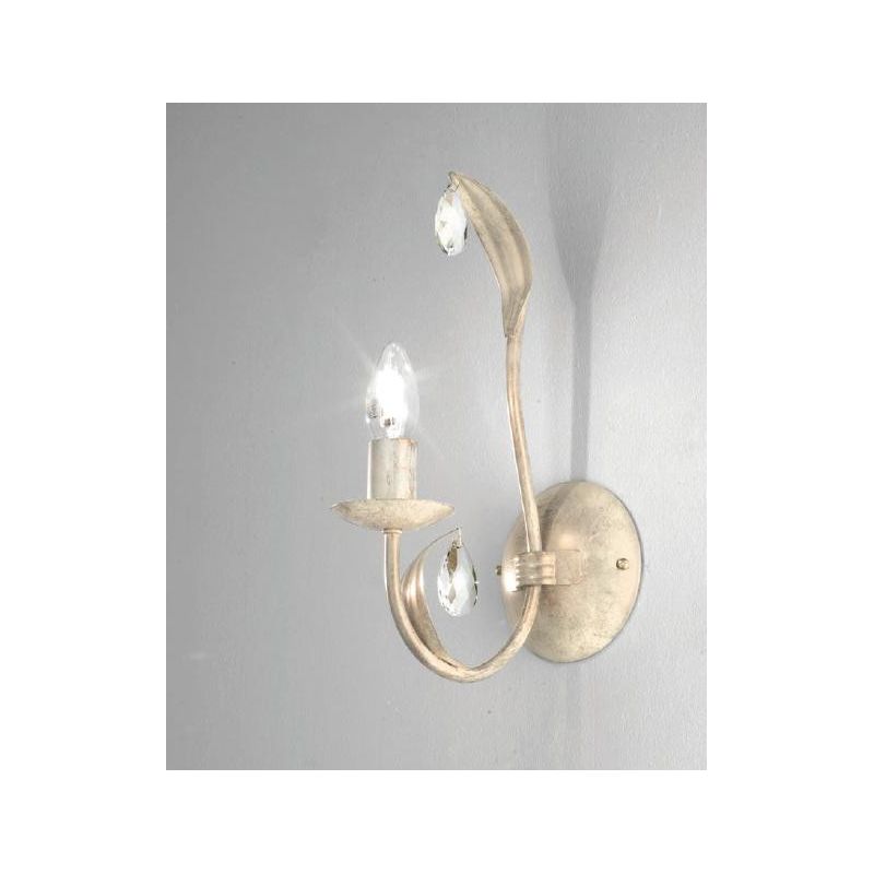 LANCIA PICCOLA APPLIQUE CLASSICA IN METALLO AVORIO PATINATO ORO CON LAMPADINA A VISTA CRISTALENSI LUX - Cristalensi Shop Online