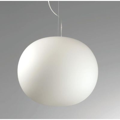 CHIC SOSPENSIONE SINGOLA MODERNA A SFERA DIAMETRO CM 33 IN VETRO BIANCO SATINATO CRISTALENSI LUX - Cristalensi Shop Online
