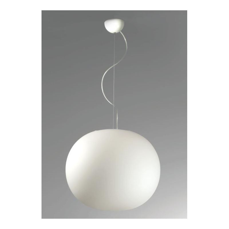 CHIC SOSPENSIONE SINGOLA MODERNA A SFERA DIAMETRO CM 33 IN VETRO BIANCO SATINATO CRISTALENSI LUX - Cristalensi Shop Online