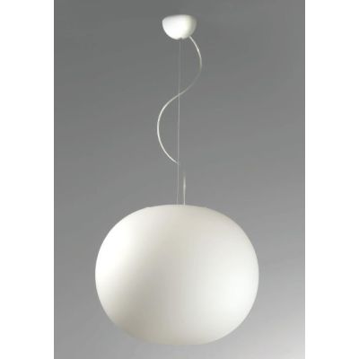 CHIC SOSPENSIONE SINGOLA MODERNA A SFERA DIAMETRO CM 33 IN VETRO BIANCO SATINATO CRISTALENSI LUX - Cristalensi Shop Online