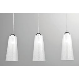 BAR SOSPENSIONE MODERNA 3 LUCI CON DIFFUSORI IN VETRO BIANCO LUCIDO DECORATO CRISTALENSI LUX - Cristalensi Shop Online