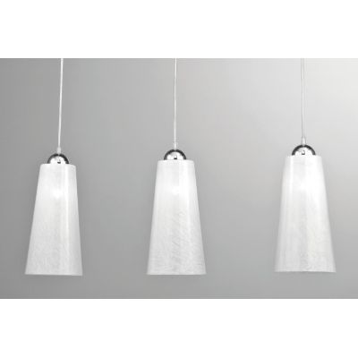 BAR SOSPENSIONE MODERNA 3 LUCI CON DIFFUSORI IN VETRO BIANCO LUCIDO DECORATO CRISTALENSI LUX - Cristalensi Shop Online
