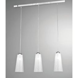 BAR SOSPENSIONE MODERNA 3 LUCI CON DIFFUSORI IN VETRO BIANCO LUCIDO DECORATO CRISTALENSI LUX - Cristalensi Shop Online 2