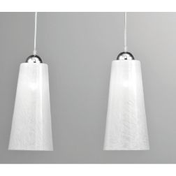 BAR SOSPENSIONE MODERNA 2 LUCI CON DIFFUSORI IN VETRO BIANCO LUCIDO DECORATO CRISTALENSI LUX - Cristalensi Shop Online