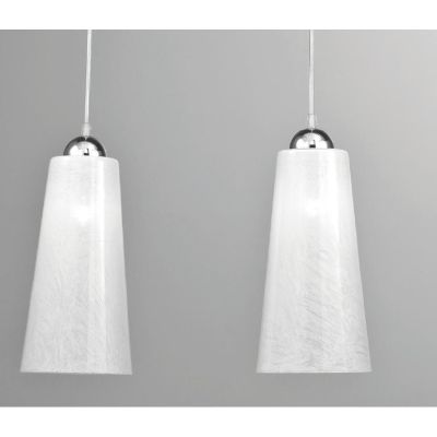 BAR SOSPENSIONE MODERNA 2 LUCI CON DIFFUSORI IN VETRO BIANCO LUCIDO DECORATO CRISTALENSI LUX - Cristalensi Shop Online