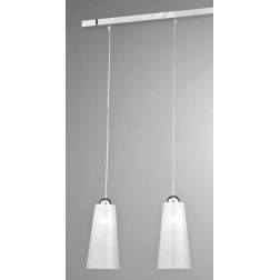 BAR SOSPENSIONE MODERNA 2 LUCI CON DIFFUSORI IN VETRO BIANCO LUCIDO DECORATO CRISTALENSI LUX - Cristalensi Shop Online 2