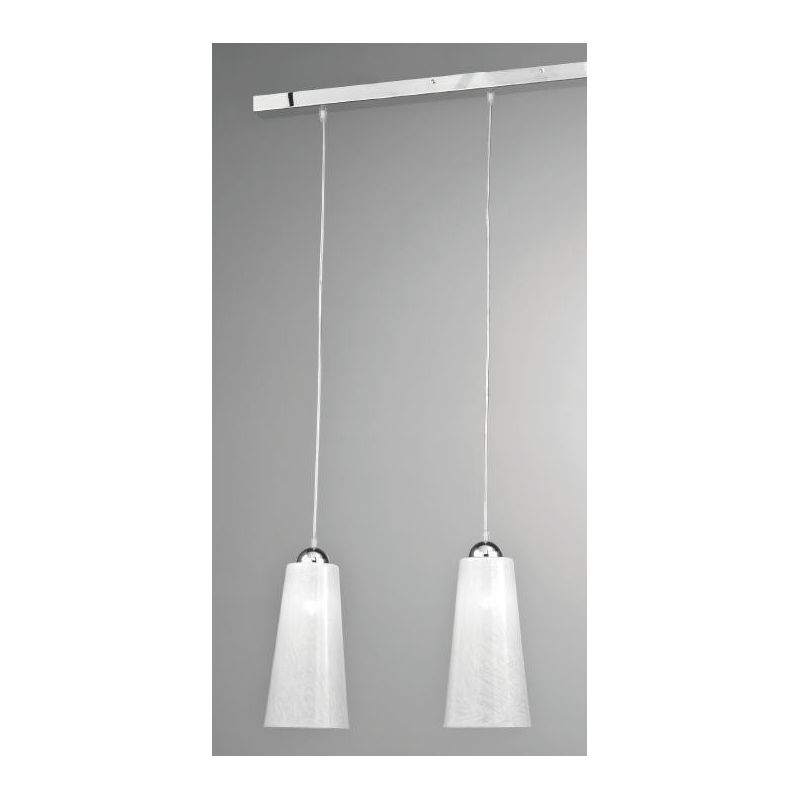 BAR SOSPENSIONE MODERNA 2 LUCI CON DIFFUSORI IN VETRO BIANCO LUCIDO DECORATO CRISTALENSI LUX - Cristalensi Shop Online