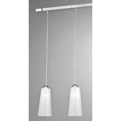 BAR SOSPENSIONE MODERNA 2 LUCI CON DIFFUSORI IN VETRO BIANCO LUCIDO DECORATO CRISTALENSI LUX - Cristalensi Shop Online