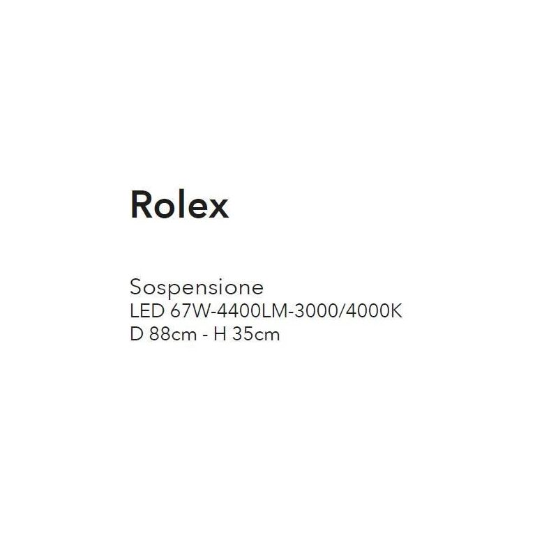 ROLEX SOSPENSIONE MODERNA ORIGINALE BIANCA O CROMO LED 67W LUCE 3000k o 4000K CRISTALENSI LUX - Cristalensi Shop Online