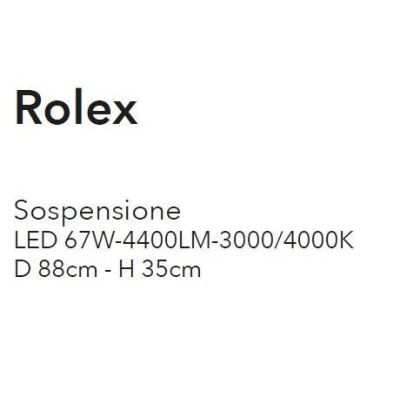 ROLEX SOSPENSIONE MODERNA ORIGINALE BIANCA O CROMO LED 67W LUCE 3000k o 4000K CRISTALENSI LUX - Cristalensi Shop Online