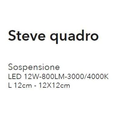 STEVE QUADRO APPLIQUE MODERNA 12X12 COLORE BIANCO LED 12W LUCE 3000k O 4000K CRISTALENSI LUX - Cristalensi Shop Online