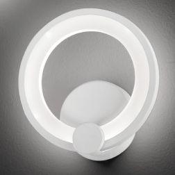 STEVE TONDO APPLIQUE MODERNA DIAMETRO CM 19 COLORE BIANCO LED 12W LUCE 3000k O 4000K CRISTALENSI LUX - Cristalensi Shop Online