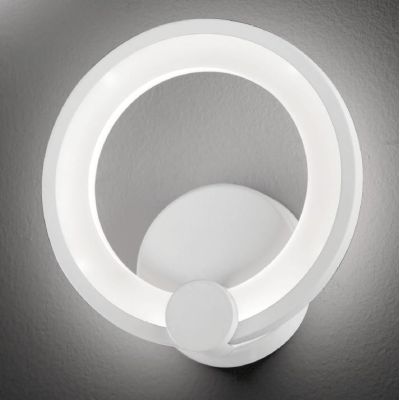 STEVE TONDO APPLIQUE MODERNA DIAMETRO CM 19 COLORE BIANCO LED 12W LUCE 3000k O 4000K CRISTALENSI LUX - Cristalensi Shop Online