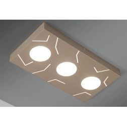 QUERCIA PLAFONIERA RETTANGOLARE 3 LUCI MODERNA CM 40X20 SABBIA NERA O BIANCA ATTACCO GX53 CRISTALENSI LUX - Cristalensi Shop Onl