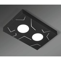 QUERCIA PLAFONIERA 2 LUCI MODERNA CM 30X20 SABBIA NERA O BIANCA ATTACCO GX53 CRISTALENSI LUX - Cristalensi Shop Online