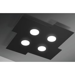 NETTUNO PLAFONIERA MODERNA 4 LUCI 50X50 NERA BIANCA O CORTEN ATTACCO GX53 ECONOMICA CRISTALENSI LUX - Cristalensi Shop Online