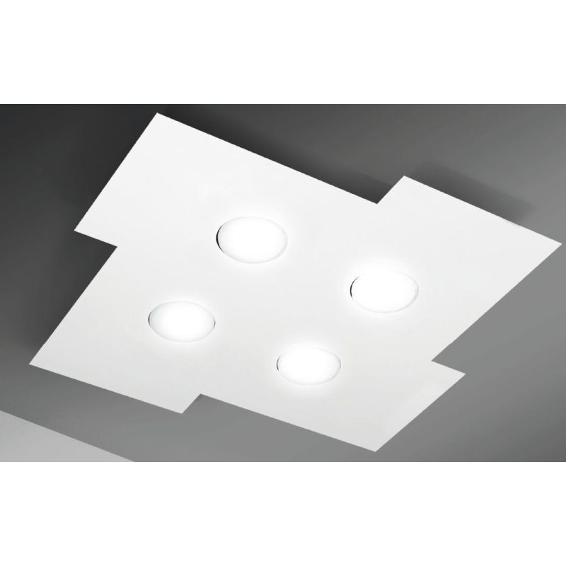NETTUNO PLAFONIERA MODERNA 4 LUCI 50X50 NERA BIANCA O CORTEN ATTACCO GX53 ECONOMICA CRISTALENSI LUX - Cristalensi Shop Online