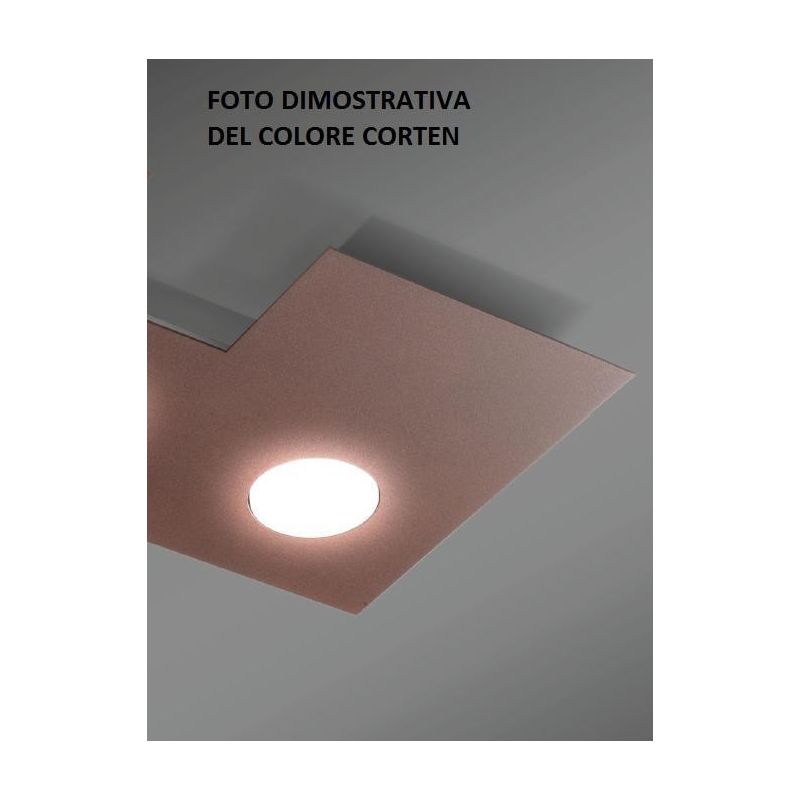 NETTUNO PLAFONIERA MODERNA 4 LUCI 50X50 NERA BIANCA O CORTEN ATTACCO GX53 ECONOMICA CRISTALENSI LUX - Cristalensi Shop Online