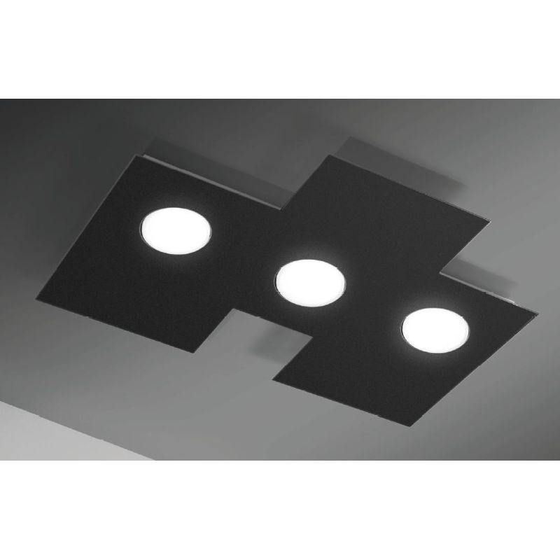 NETTUNO PLAFONIERA SQUADRATA 3 LUCI 50X37 NERA BIANCA O CORTEN ATTACCO GX53 ECONOMICA CRISTALENSI LUX - Cristalensi Shop Online