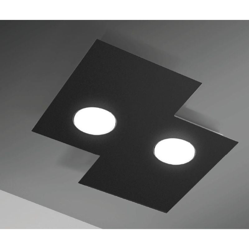 NETTUNO PLAFONIERA 2 LUCI MODERNA 37X34 NERA BIANCA O CORTEN ATTACCO GX53 ECONOMICA CRISTALENSI LUX - Cristalensi Shop Online