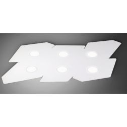 RAGGIO PLAFONIERA DESIGN MODERNO IN METALLO BIANCO O TORTORA 6 LUCI CON ATTACCO GX53 CRISTALENSI LUX - Cristalensi Shop Online