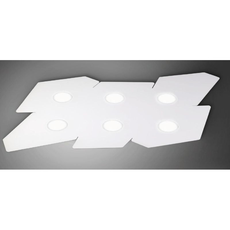 RAGGIO PLAFONIERA DESIGN MODERNO IN METALLO BIANCO O TORTORA 6 LUCI CON ATTACCO GX53 CRISTALENSI LUX - Cristalensi Shop Online