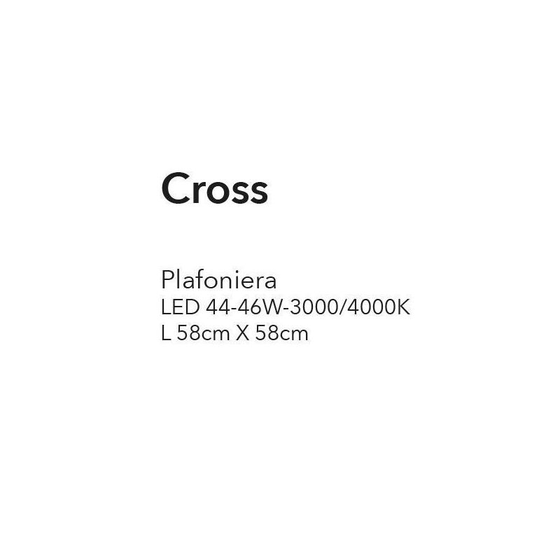 CROSS PLAFONIERA APPLIQUE MODERNA IN METALLO BIANCO LED 46W LUCE 3000K O 4000K CRISTALENSI LUX - Cristalensi Shop Online