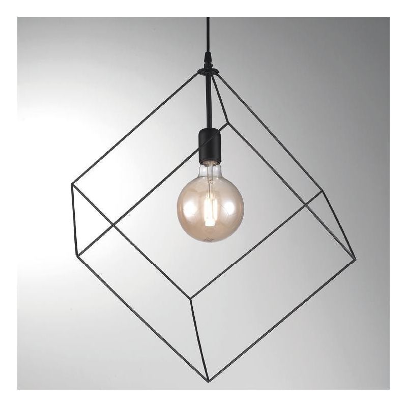 MILANO SOSPENSIONE VINTAGE CON STRUTTURA QUADRATA APERTA IN METALLO NERO BIANCO O CORTEN CRISTALENSI LUX - Cristalensi Shop Onli