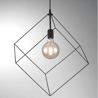 MILANO SOSPENSIONE VINTAGE CON STRUTTURA QUADRATA APERTA IN METALLO NERO BIANCO O CORTEN CRISTALENSI LUX - Cristalensi Shop Onli