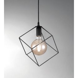 MILANO PICCOLA SOSPENSIONE VINTAGE CON STRUTTURA QUADRATA APERTA IN METALLO NERO BIANCO O CORTEN CRISTALENSI LUX - Cristalensi S