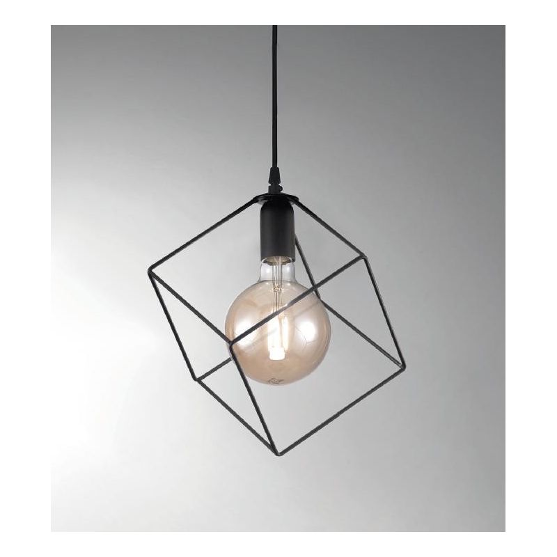 MILANO PICCOLA SOSPENSIONE VINTAGE CON STRUTTURA QUADRATA APERTA IN METALLO NERO BIANCO O CORTEN CRISTALENSI LUX - Cristalensi S