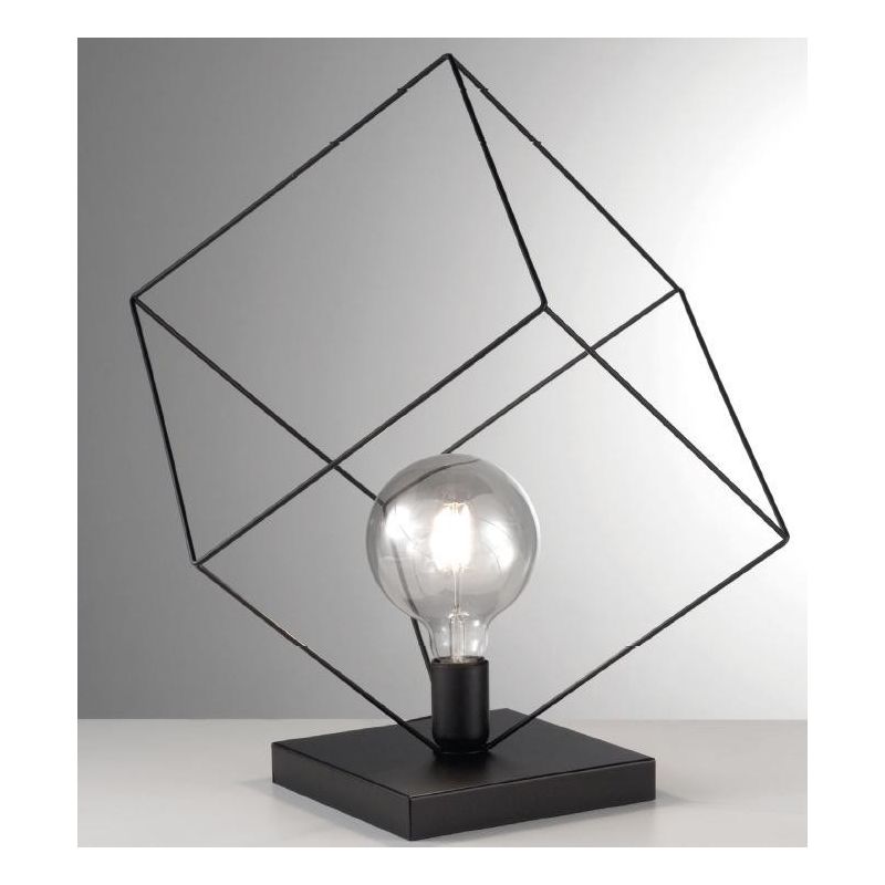 MILANO LAMPADA DA TAVOLO IN STILE VINTAGE STRUTTURA APERTA METALLO NERO BIANCO O CORTEN CRISTALENSI LUX - Cristalensi Shop Onlin