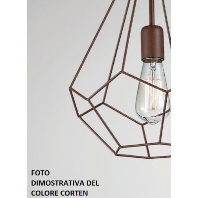 CUBO PLAFONIERA 3 LUCI CON STRUTTURA APERTA STILE VINTAGE METALLO NERO BIANCO O CORTEN CRISTALENSI LUX - Cristalensi Shop Online