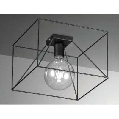 CUBO PLAFONIERA CUBICA CON STRUTTURA APERTA STILE VINTAGE METALLO NERO BIANCO O CORTEN CRISTALENSI LUX - Cristalensi Shop Online